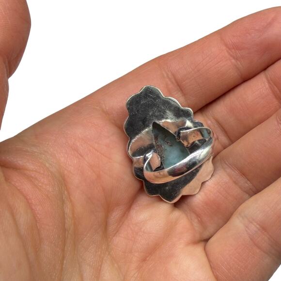 Larimar Ring Size 7.5 925 Sterling Silver Overlay - Picture 5 of 5